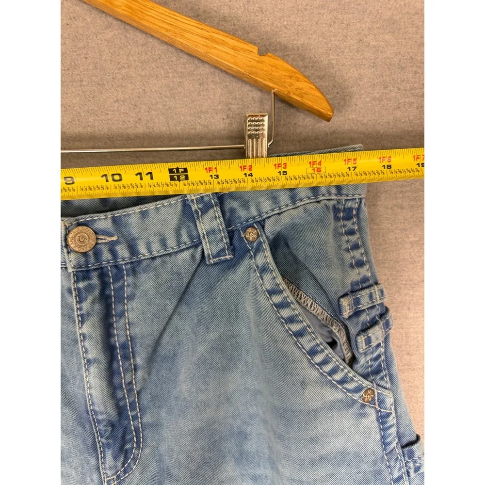 True Religion Baggy Y2K Cargo Jeans Light Wash Wide Leg Denim Mens 34x31